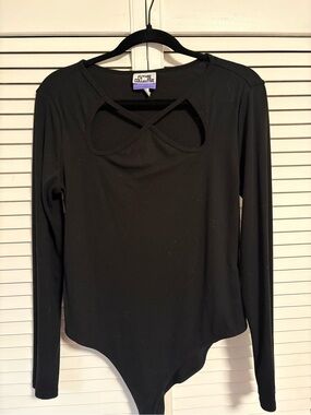 Black Long-Sleeve Cutout Bodysuit
